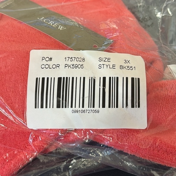 J. Crew Double String Triangle Bikini Top Women's 3X Pink Coral New BK551 Terry - Picture 11 of 11